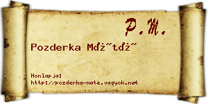 Pozderka Máté névjegykártya