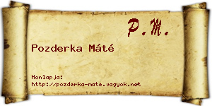 Pozderka Máté névjegykártya